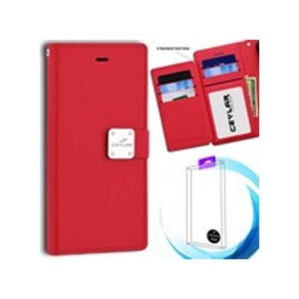 Motorola G Stylus 2021 [Infolio] luxurious synthetic PU leather 6 Card Slots Infolio, Red