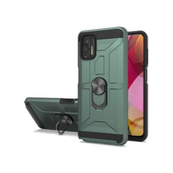 Motorola G Stylus 2021 New Matte Design Brush Case with Ring Stands Army Green (Retail Packaged)