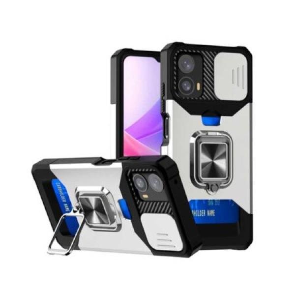 Motorola G Power 5G 2024 Magnetic Kickstand w/ Sliding Camera Cover Card Slot