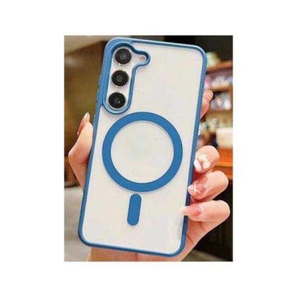 Galaxy S24 Plus Hybrid Clear Case w/ Magsafe Blue Edge (Retail Packaged)