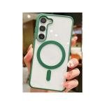 Galaxy S24 Plus Hybrid Clear Case w/ Magsafe Green Edge (Retail Packaged)