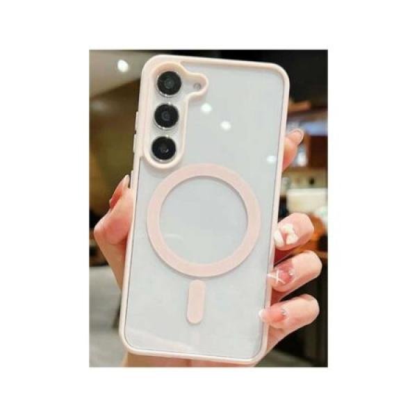 Galaxy S24 Plus Hybrid Clear Case w/ Magsafe Pink Edge (Retail Packaged)