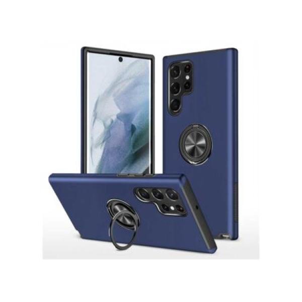 Galaxy S24 Ultra Oil Painted Case w/ Flat Magnetic Ring Stand Blue