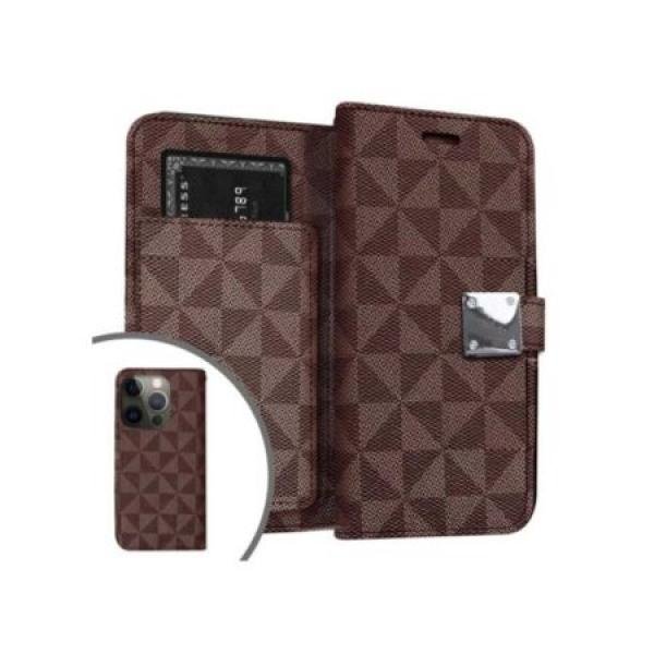 Galaxy S24 Ultra Premium Fabric Wallet Pouch 6 Card Slots Brown (Retail Packaged)