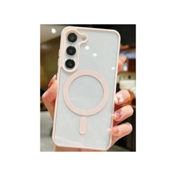 Galaxy S25 Hybrid Clear Case w/ Magsafe Pink Edge (Premium Package)