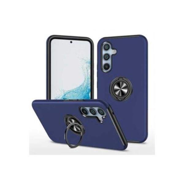 Galaxy S25 Oil Painted Case w/ Flat Magnetic Ring Stand Blue (Premium Package)