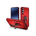 Galaxy S25 Hybrid Dual Layer Case w/ Magnetic Ring Stand Red (Premium Package)